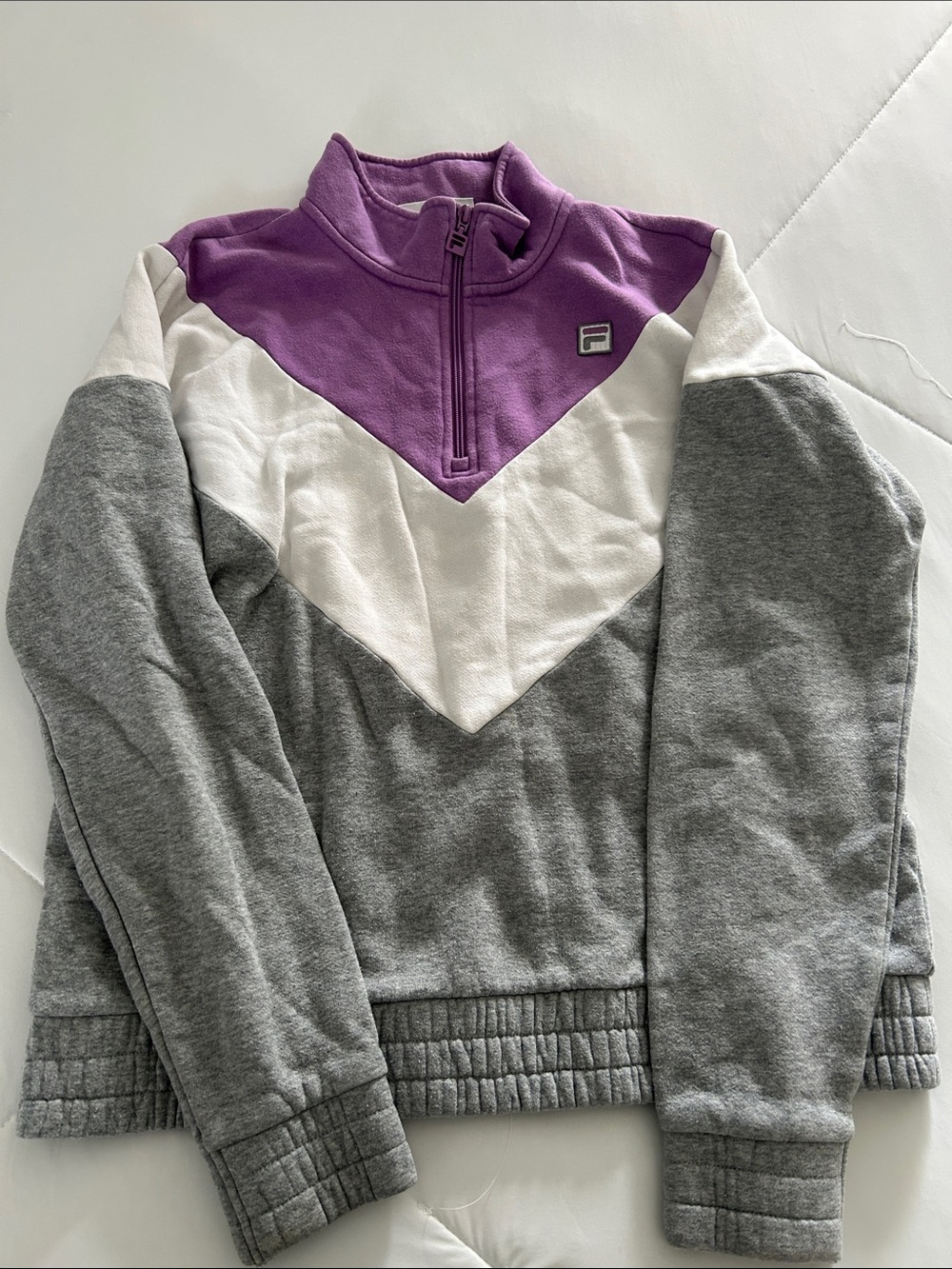 Fila Colorblock Half-Zip Pullover — Purple, White & Gray